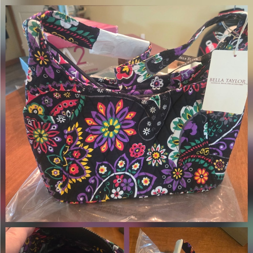 Bella Taylor Black Floral Cosmetic Bag